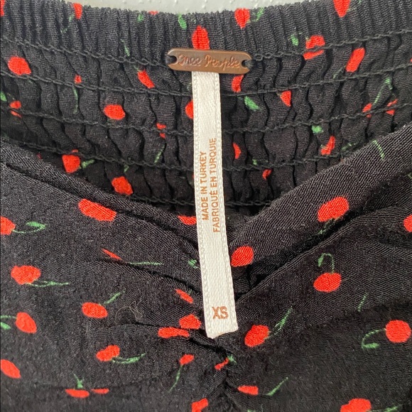 Free People Black Blouse with Red Cherries - Picture 2 of 16